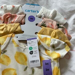 Carter's Lemon and Floral Baby Bodysuits Set of 4